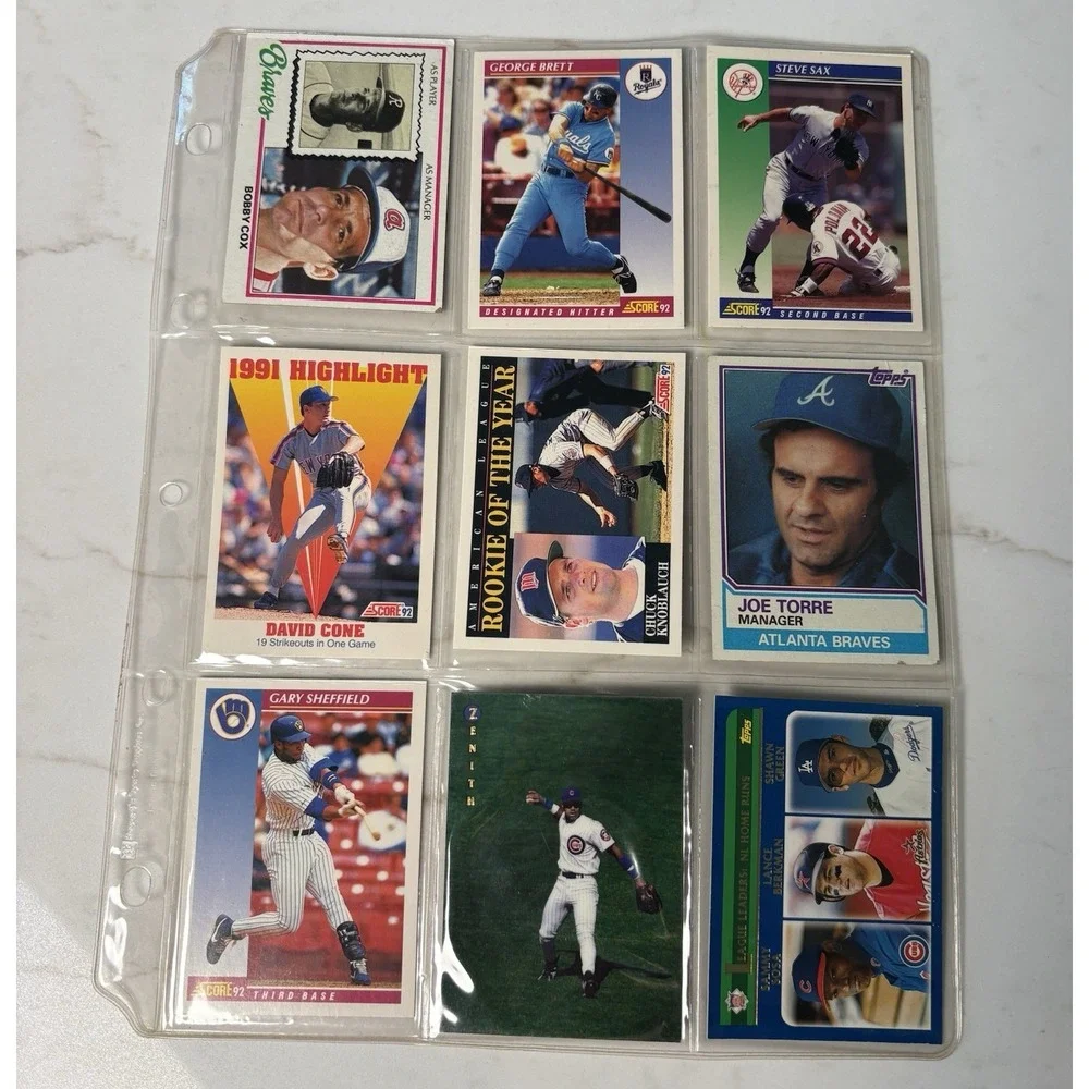 Topps 1992 Baseball Card Lot of 9 - Score 1992, Brett Sax Cone Knoblauch